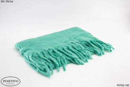 Pashmina verde cashmire con flecos P0762
