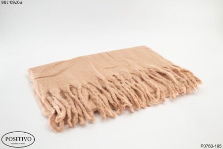 Pashmina caqui cashmire con flecos P0763