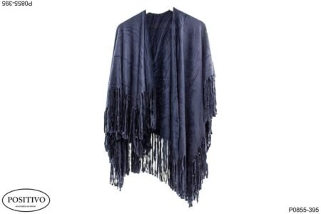 Ruana con flecos azul P0855