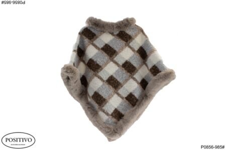 Poncho con bordes en piel P0856