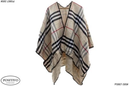 Ruana diseño escoces beige P0867