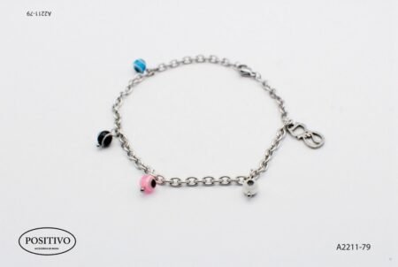 Pulsera acero quirúrgico, dije ojos turcos A2211